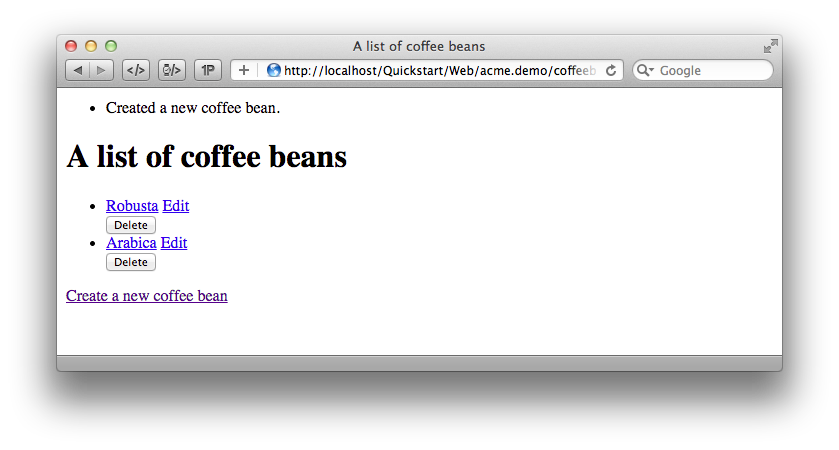 List and create coffee beans