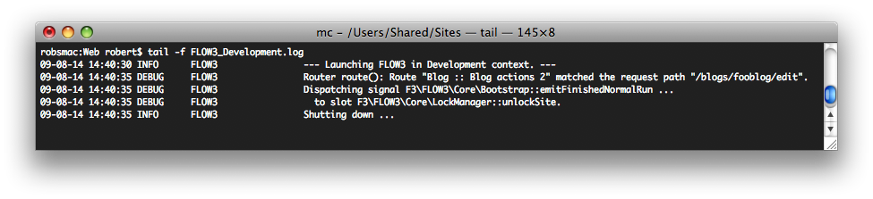 Routing entries in the system log