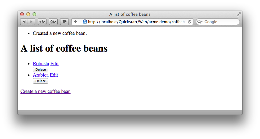 List and create coffee beans